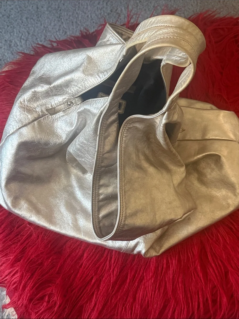 Furla Metallic Silver-Leather Hobo Bag